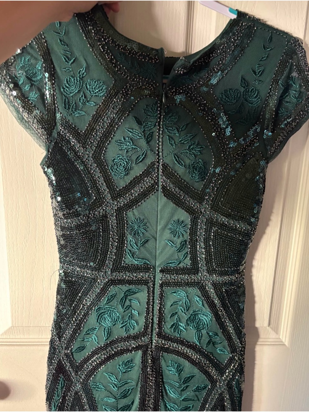 Lulu emerald flowers beaded dress - Picture 3 of 10